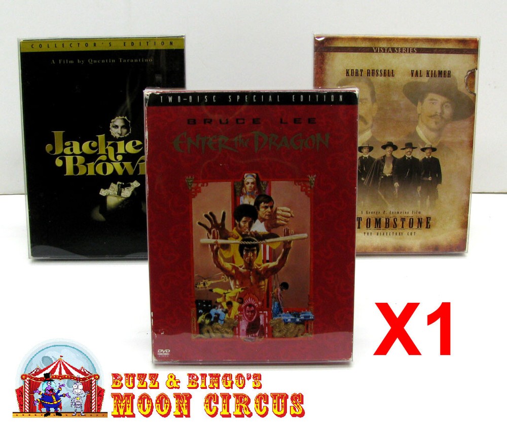 1x DVD FULLSLIP LARGE (SIZE DV5) -CLEAR PLASTIC PROTECTIVE BOX PROTECTOR SLEEVE