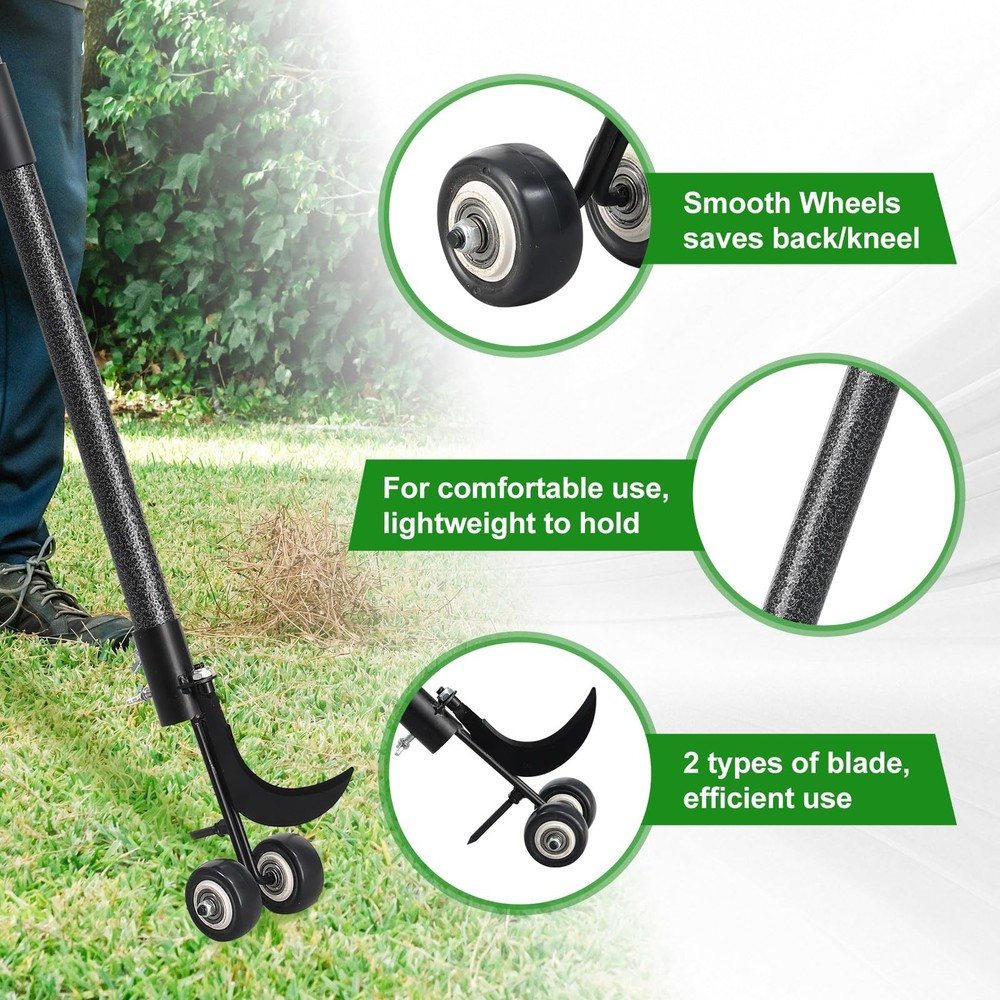 Crack Weeder with Wheels 6.5FT Metal Crevice Weeding Tool with Adjustable Lon...