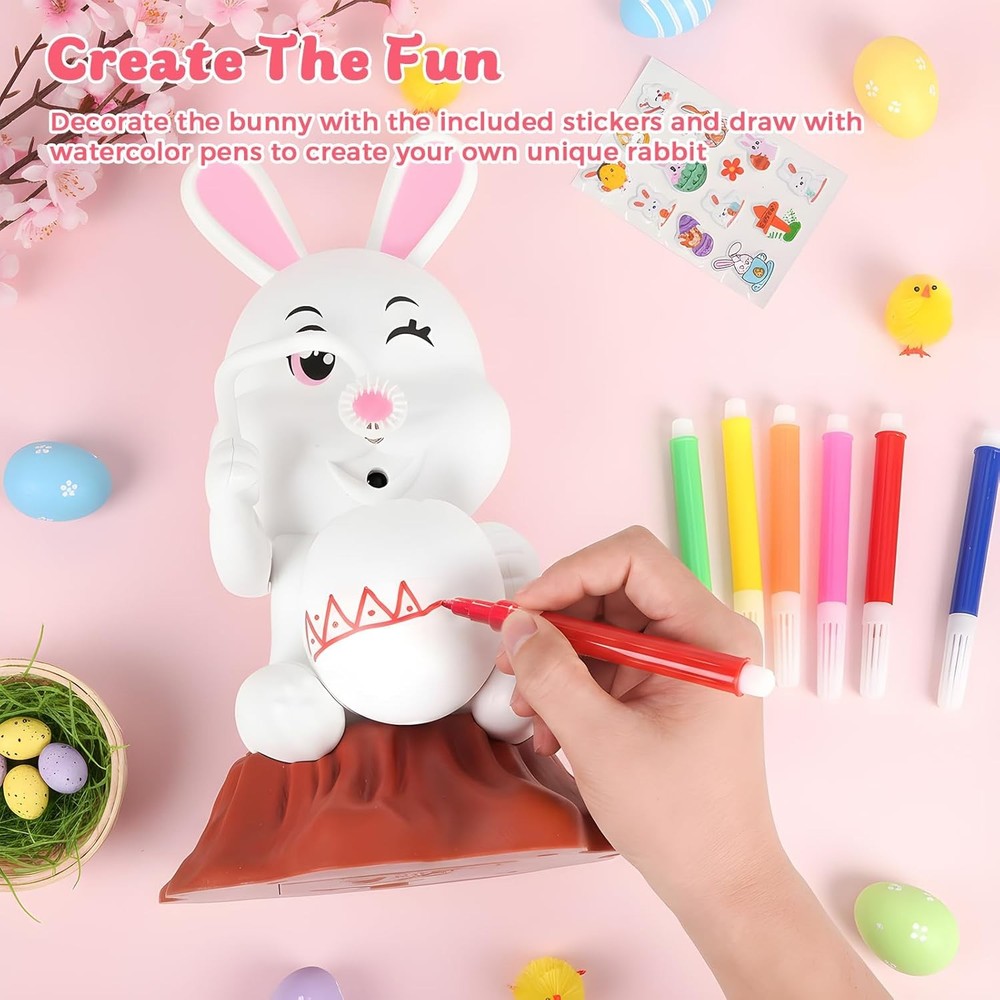 Easter Bubbles Bunny Bubble Machine for Kids, Rabbit Bubble Blower Toy with Refi