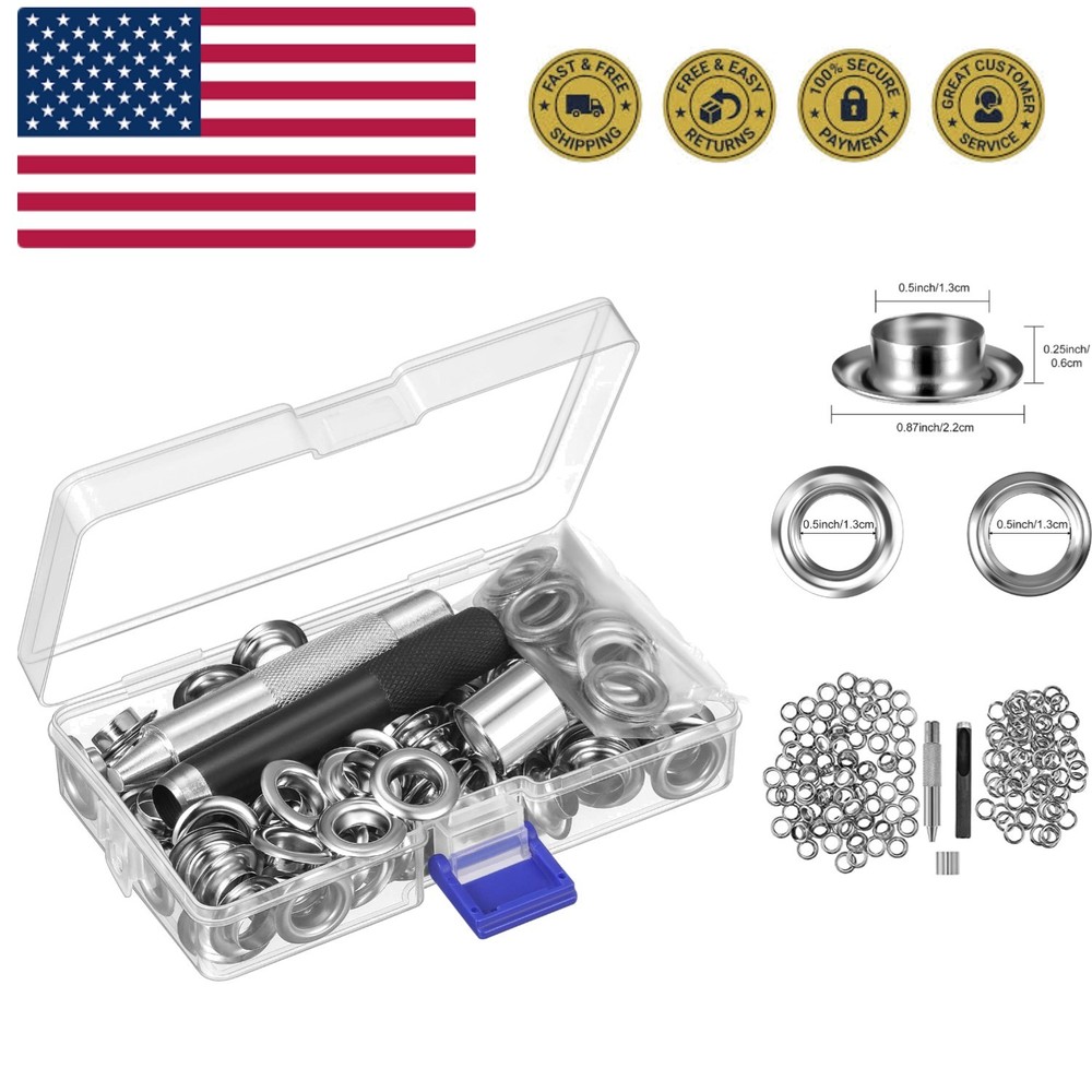Grommet Tool Kit, Grommet Setting Tool and 100 Sets Eyelets with Storage Box,...