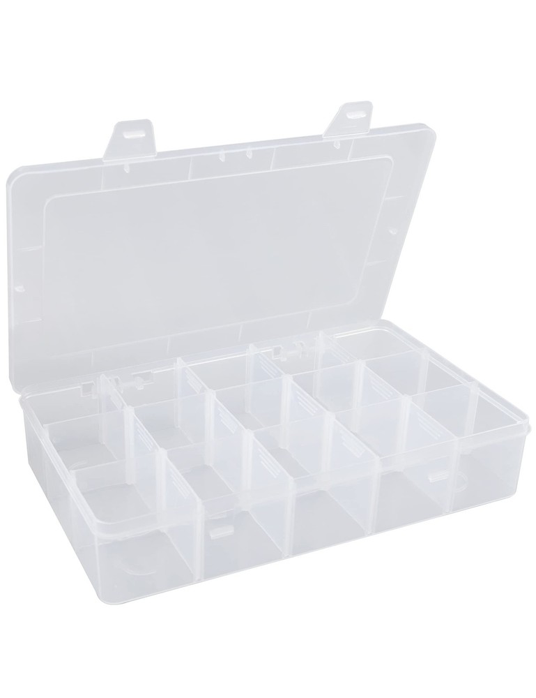 Plastic Bead Organizer, 15 Grid Clear Box, Storage Container For Snacks