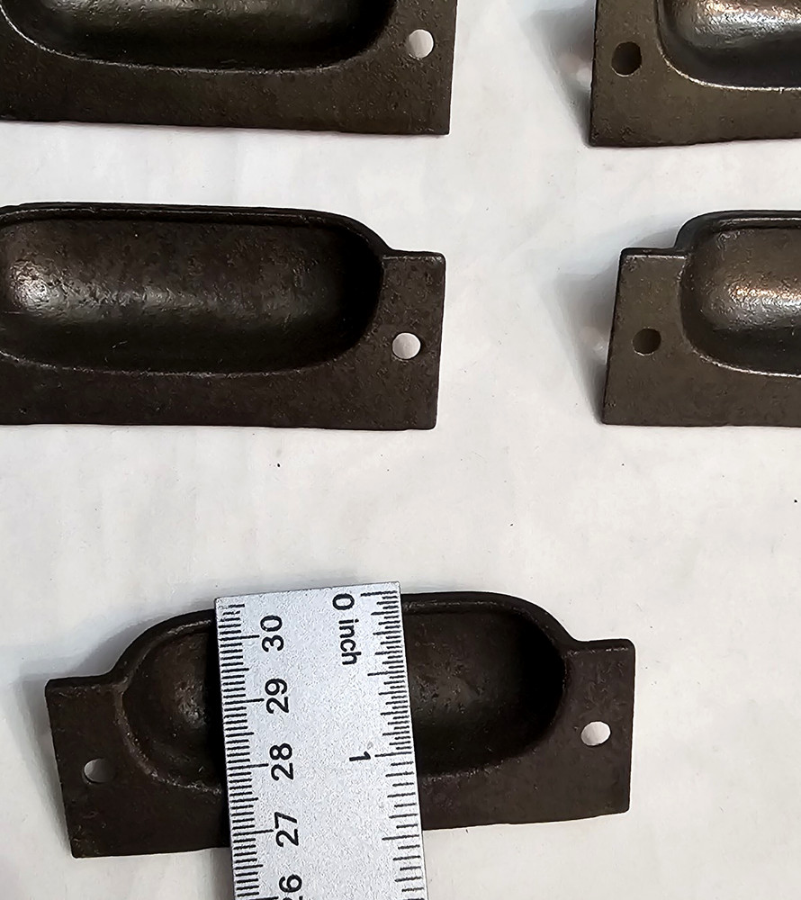 VICTORIAN IRON BIN DRAWER PULLS CABINET HARDWARE 7 ORIGINAL DECORATIVE HANDLES