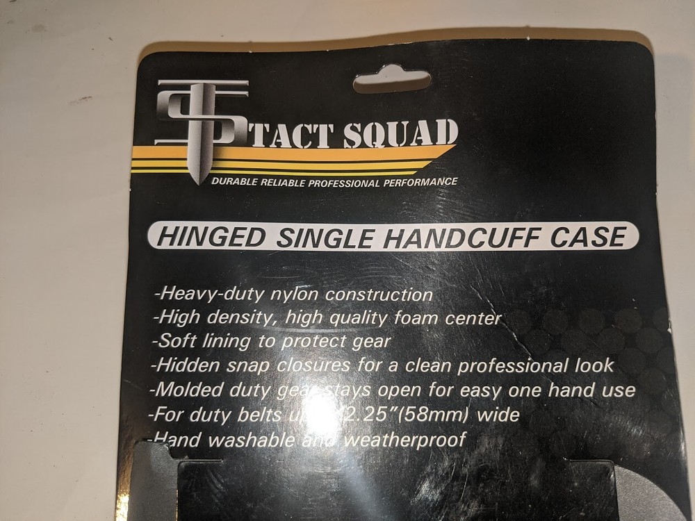 Tact Squad Hinged or chain Single Handcuff Case Black Nylon with snap closure
