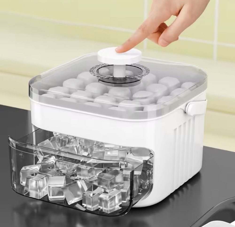 50Cube Ice Cube Maker With Easy Press Cap Double Layer  Ice Box Refrigerator