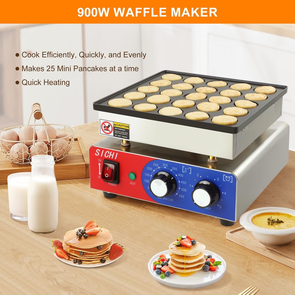 Mini Pancake Maker Machine with 550℉Heating and Timer Control, 25PCS Electric...