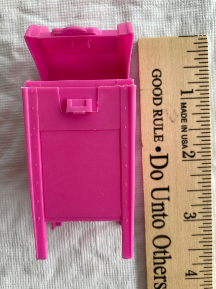 Vintage Pink Fleer MAILBOX Empty Candy Container - 3" Tall Ingredients on bottom