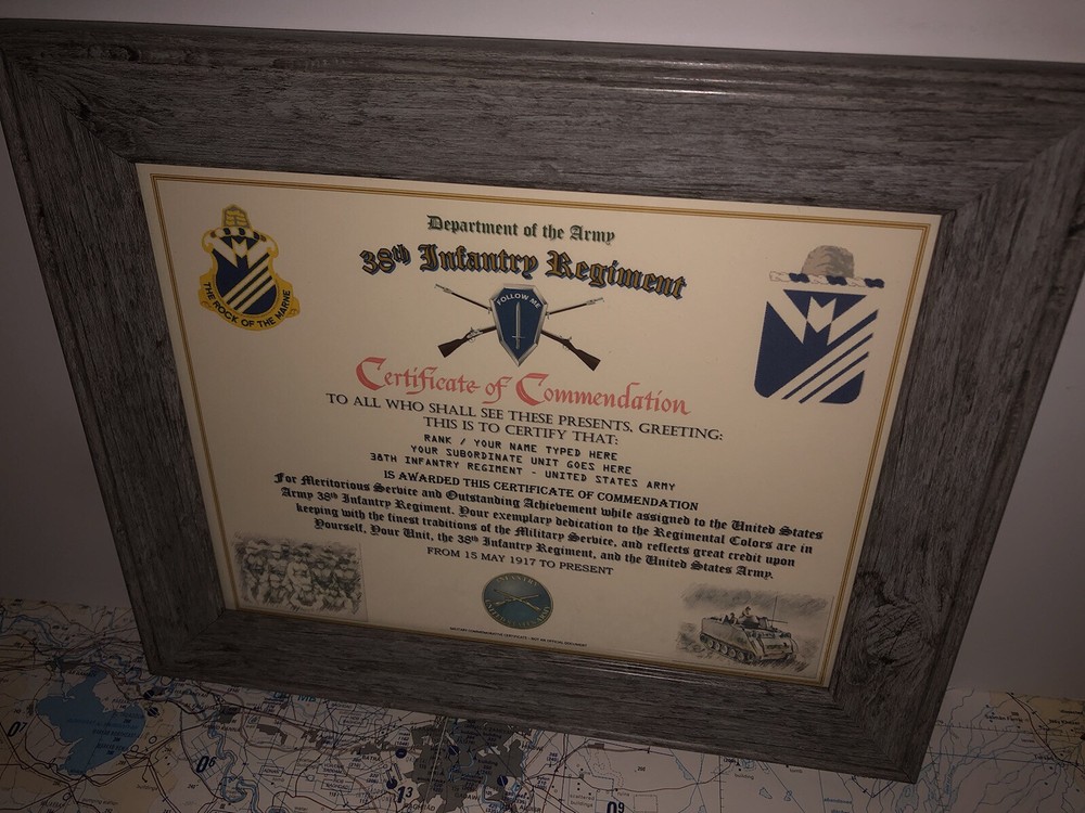 38TH INFANTRY REGIMENT / COMMEMORATIVE - CERTIFICATE OF COMMENDATION