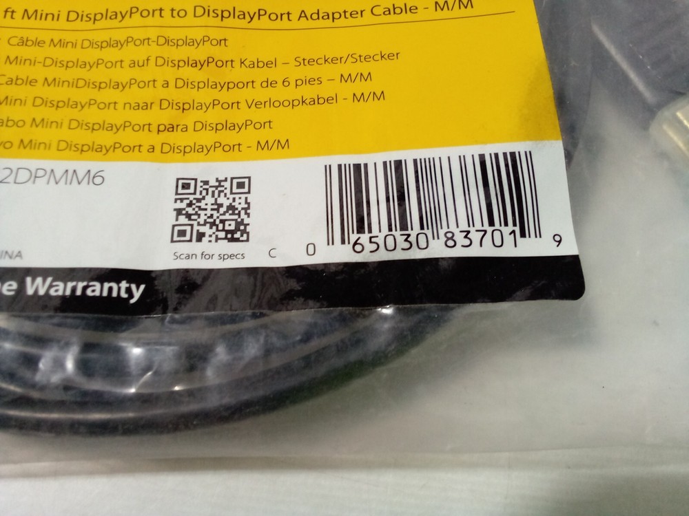 StarTech MDP2DPMM6 Mini DisplayPort to DisplayPort 1.2 Cable, 6ft