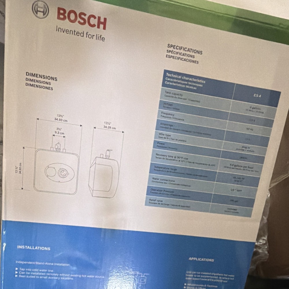 Bosch Mini-Tank ES4 Electric Compact 4 Gallon Storage Tank Water Heater