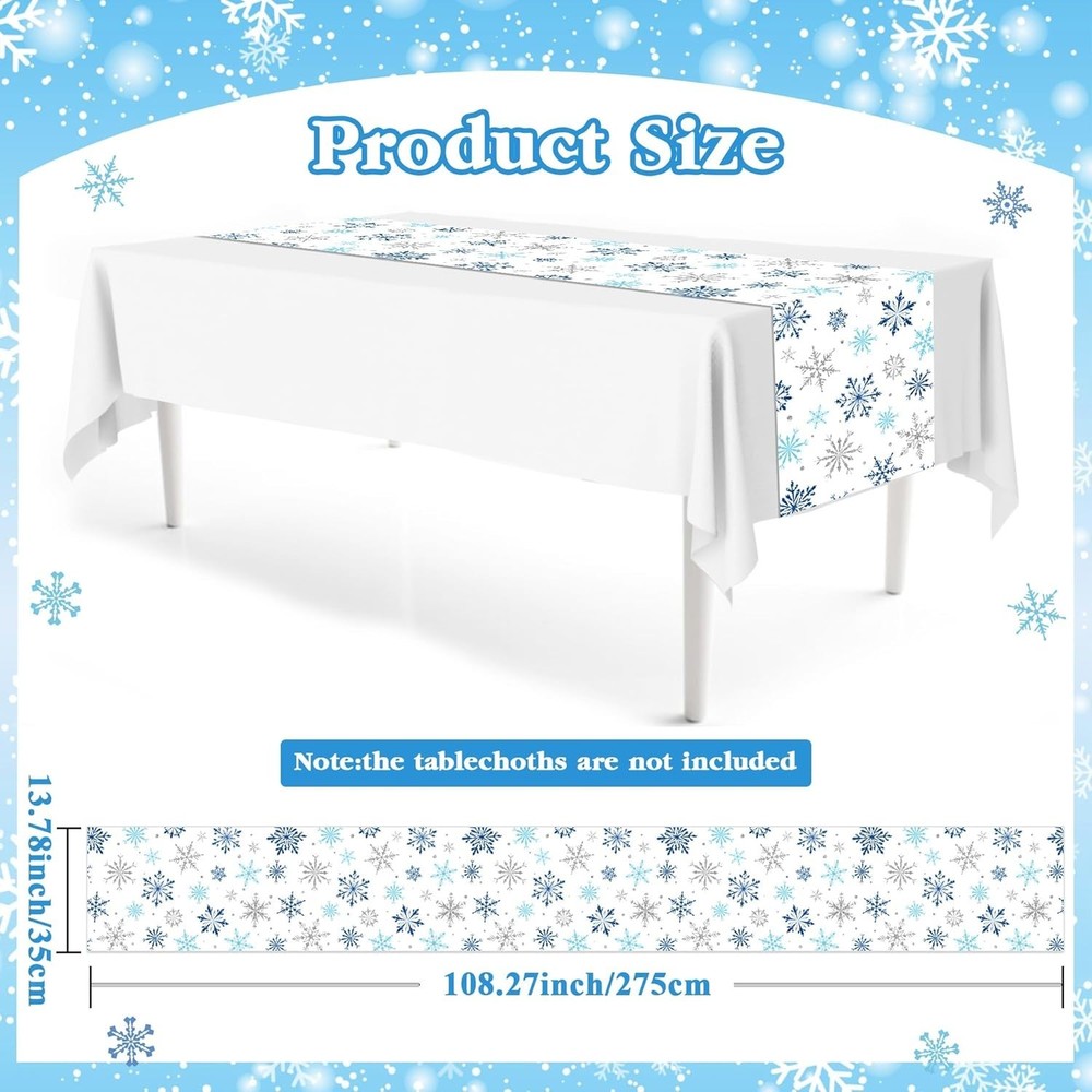 6Pcs Snowflake Table Runner White Winter Wonderland Decorations Plastic