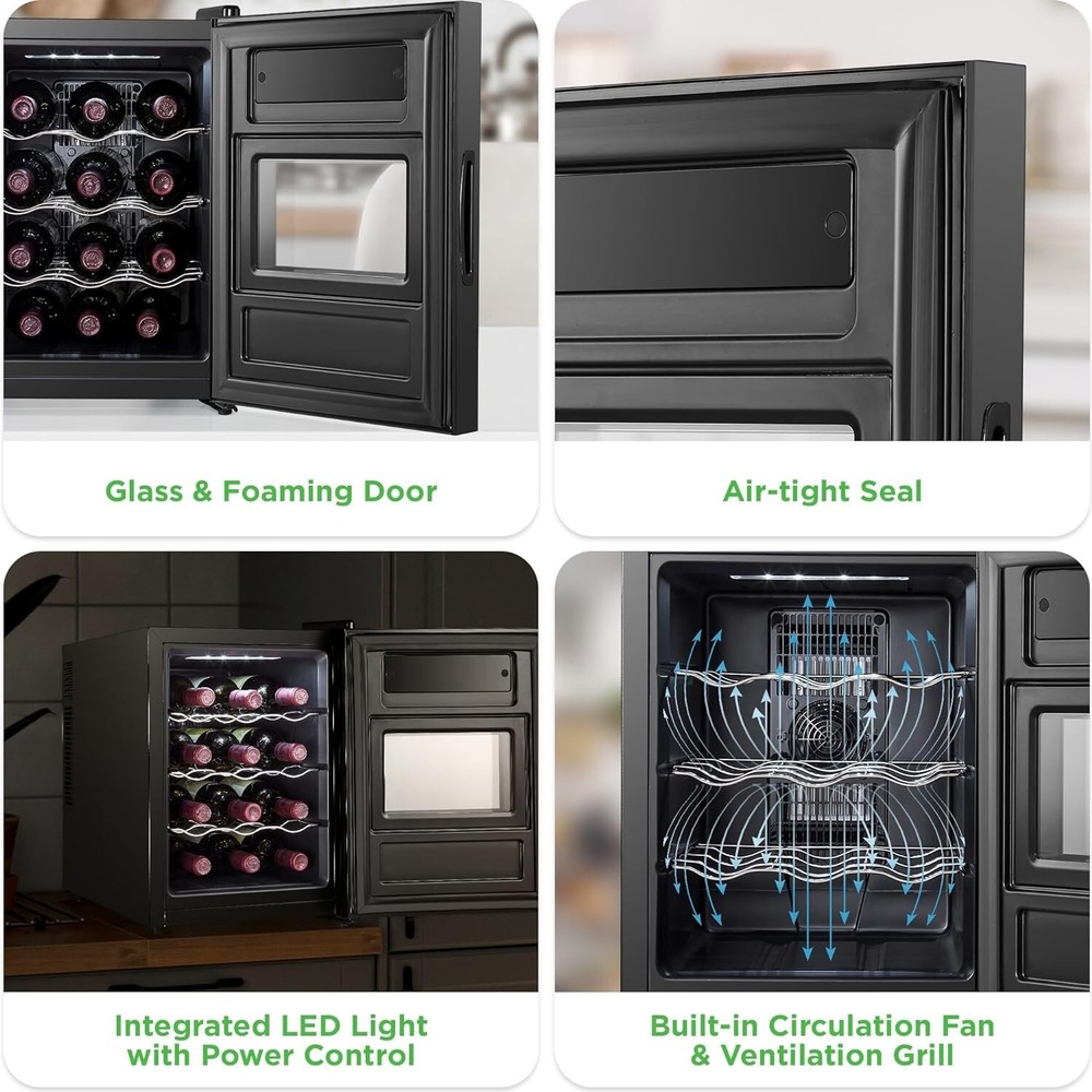 NutriChef Wine Chilling Refrigerator Cellar-Single-Zone, Digital Touch