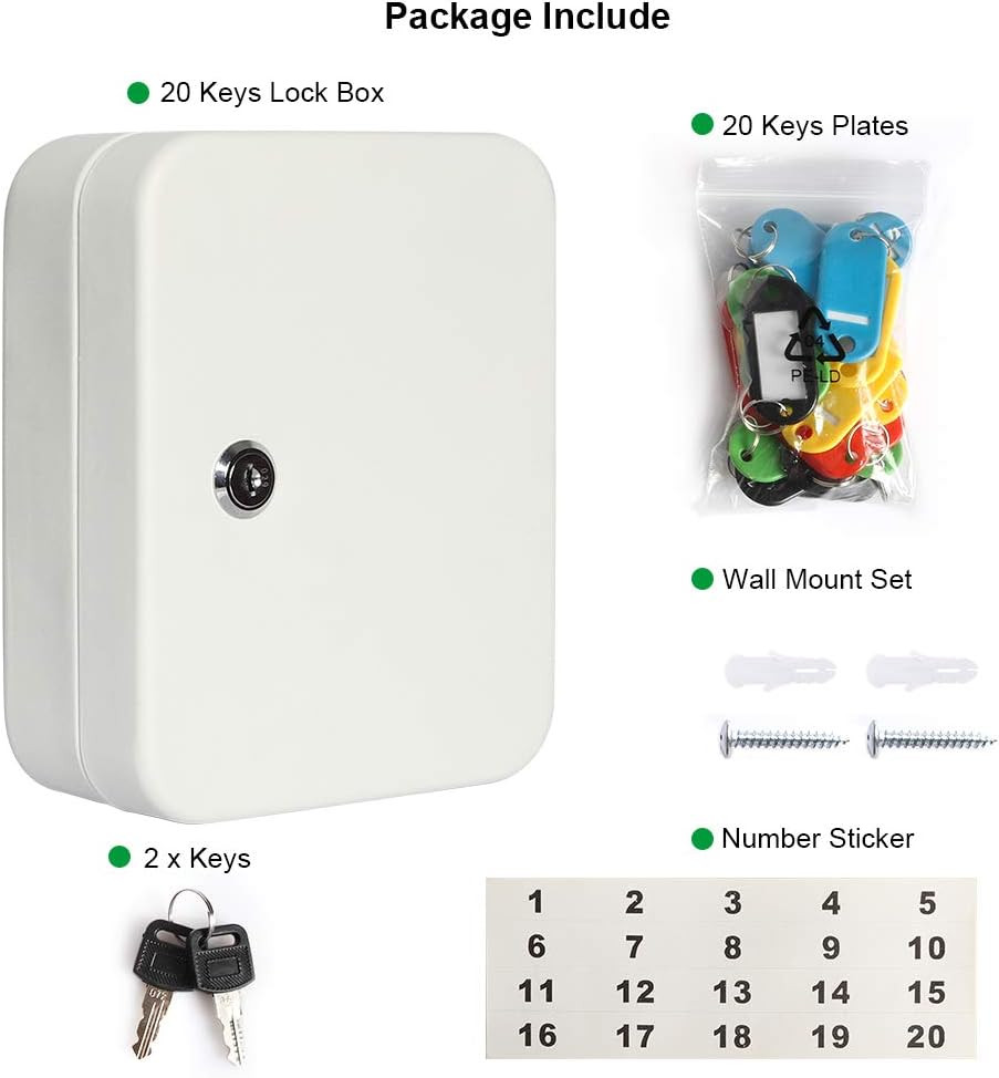 Key Lock Box Wall Mount Security Key Storage Box, Locking Key Cabinet Wall Mount