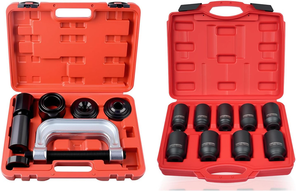 Ball Joint Press U-Joint Removal Tool Bundle 9Pcs Axle Nut Impact Drive Socket