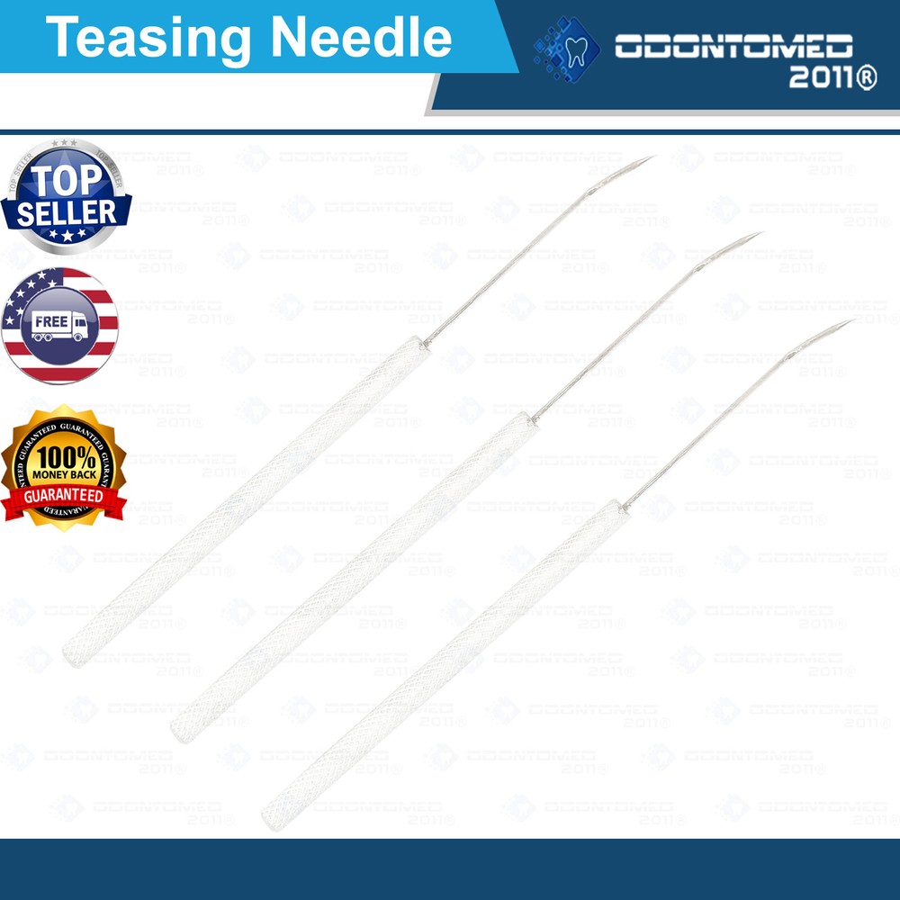 3 PIECES DISSECTING DISSECTION TEASING NEEDLE ANGLED SILVER HANDLE