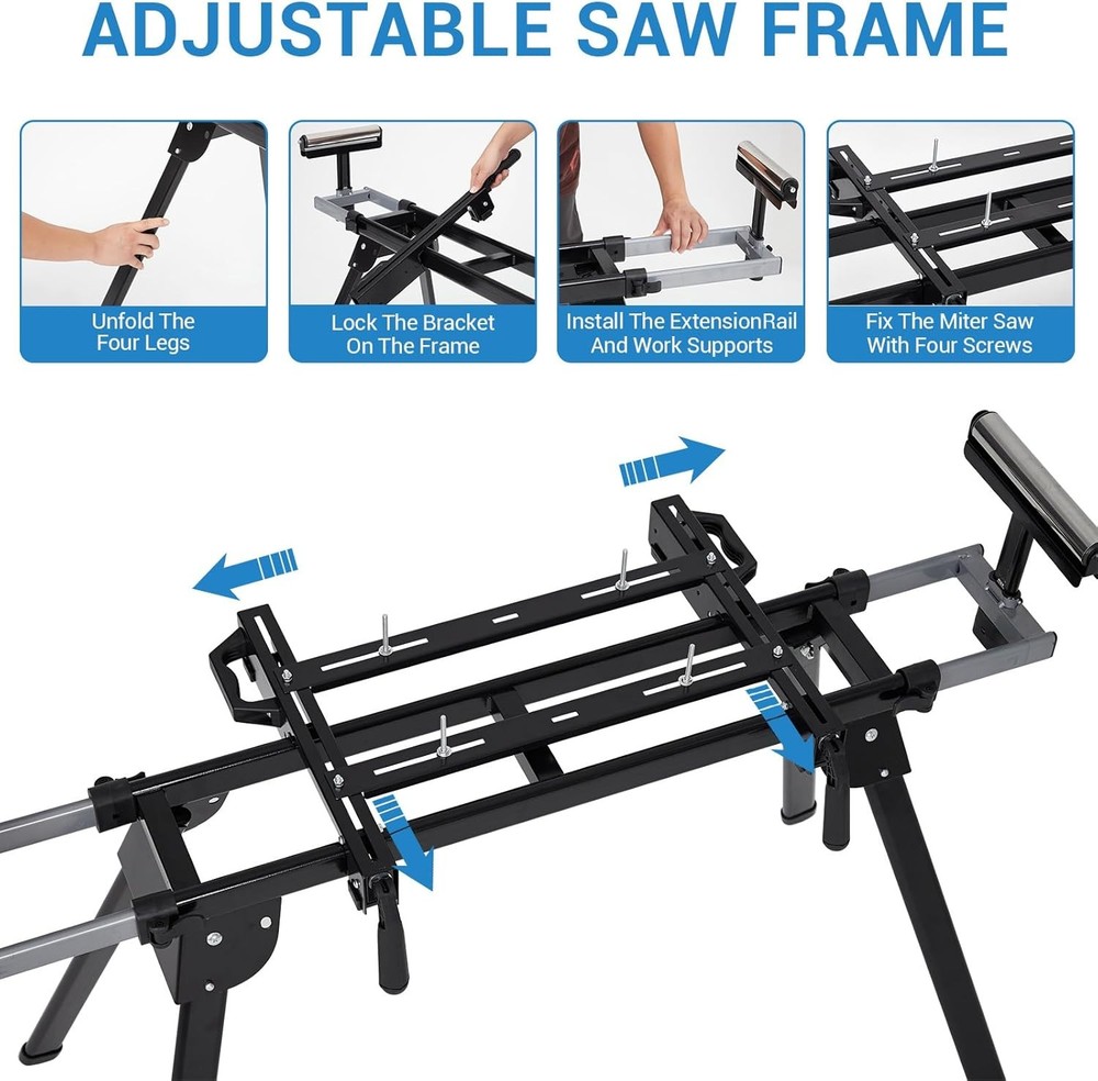 Universal Miter Saw Stand 330Lb Load Capacity Adjustable Support Arms