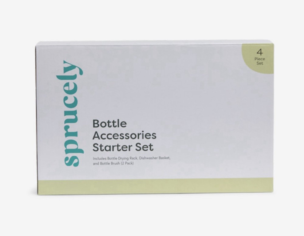 Sprucely Bottle Accessories Starter Set, White/Grey