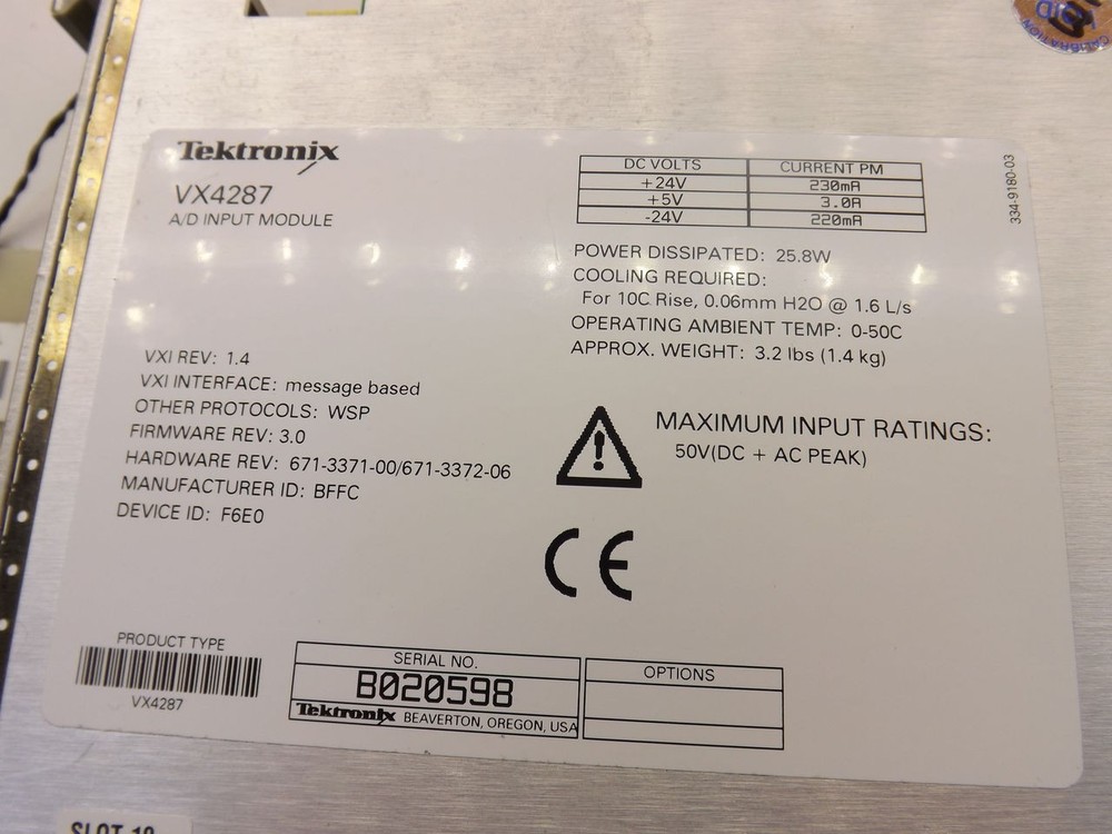 TEKTRONIX VX4287 DIFF DI/AC A/D INPUT MODULE T40718