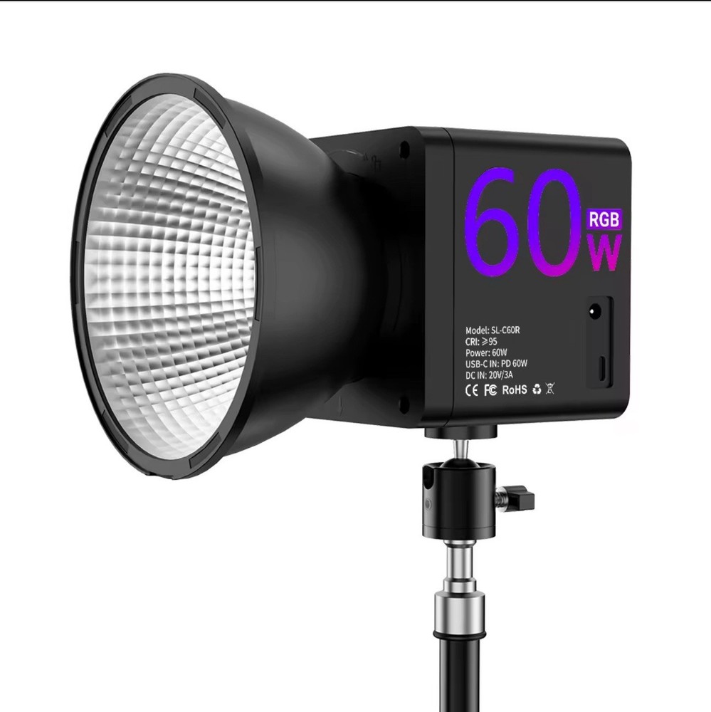 SL-C60R 60W RGB LED Continuous Lighting Unit USB-C Dimmable Studio Light Black