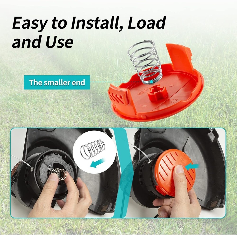 4 Pack Trimmer Line Cap & Spring for BLACK+DECKER Replacement Spool Cap Covers