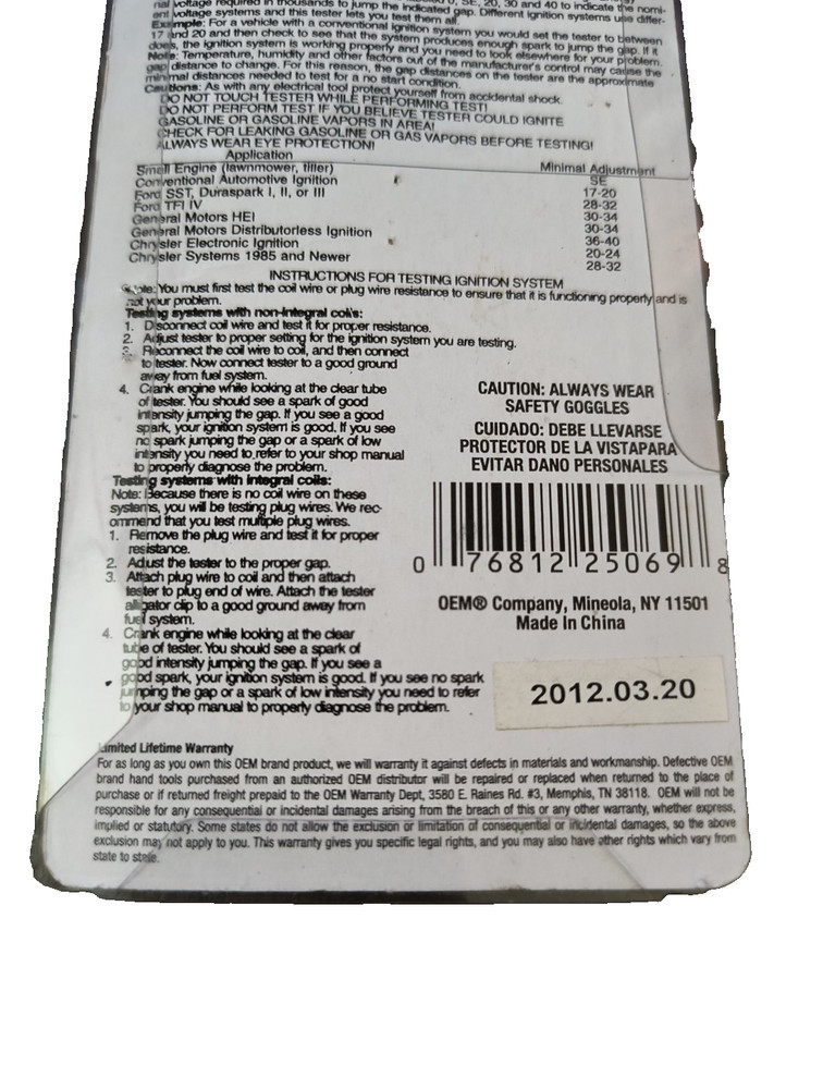 Oem Ignition Spark Tester 25069