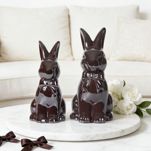 2PCS Easter Decoration Bunny Decor - Spring Easter Brown Rabbit Shiny Brown