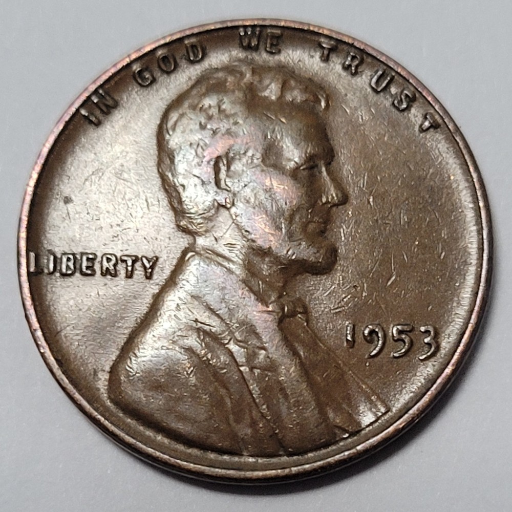 1953 P Error Lincoln Wheat Cent Die Chip on Reverse
