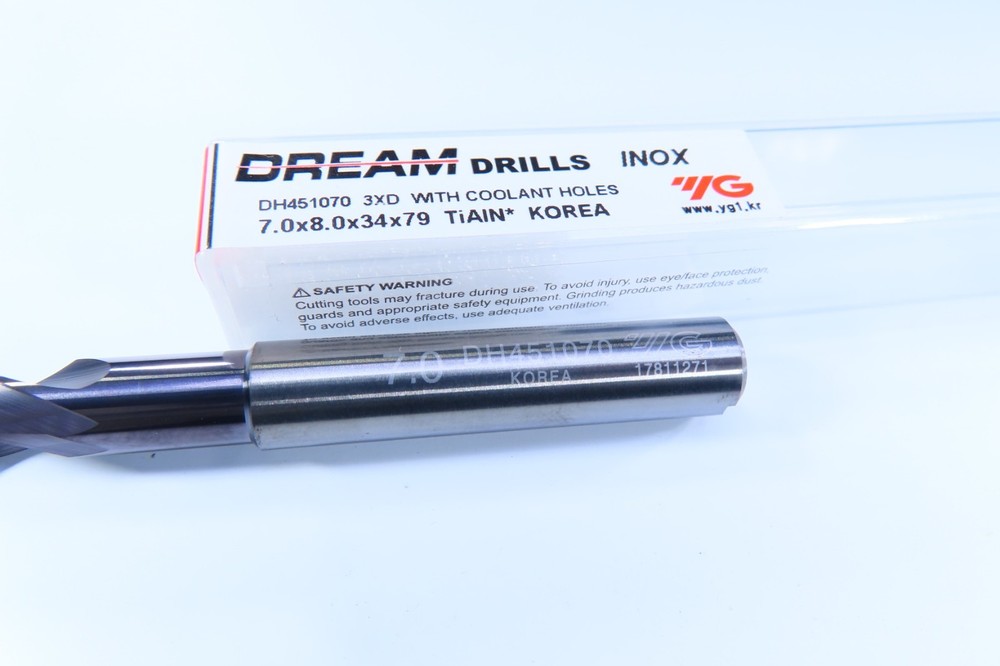 NEW YG DH451070 SOLID CARBIDE 7.0 MM DREAM COOLANT FEEDING THRU HOLE DRILL TOOL