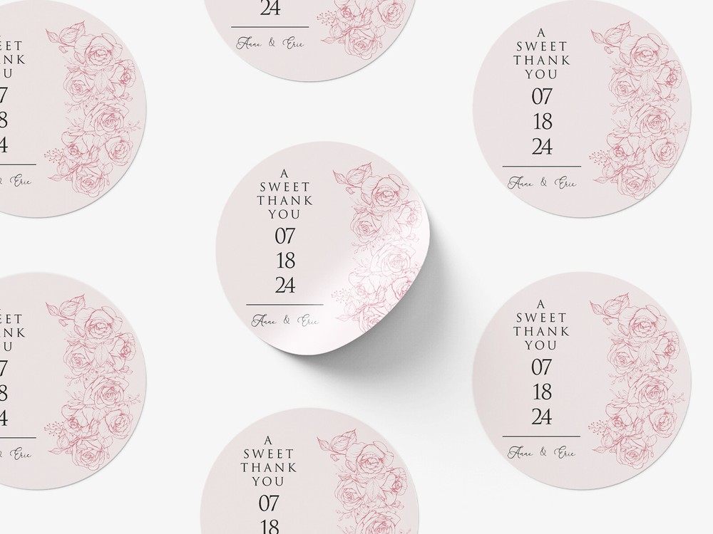 Personalised wedding round sticker labels, custom stickers