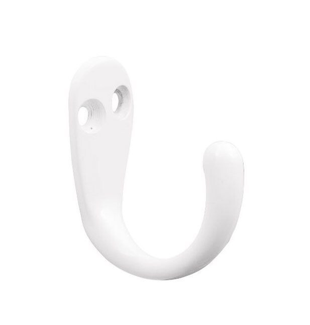 (5 Pack) (2 PACK) White Single Prong Hook - 1 3/4 inch