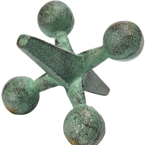 Creative Co-Op Cast Iron Jack Accent Decor, Green, Rustic Home Shelf Accent