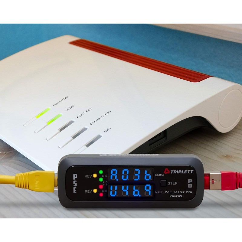 Tester Pro Inline Power Over Ethernet Detector - PSE-Type/Class, Power Source