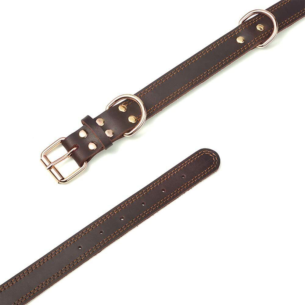 Genuine Leather Dog Collar Durable Alloy Hardware for Medium Extra Large Dogs