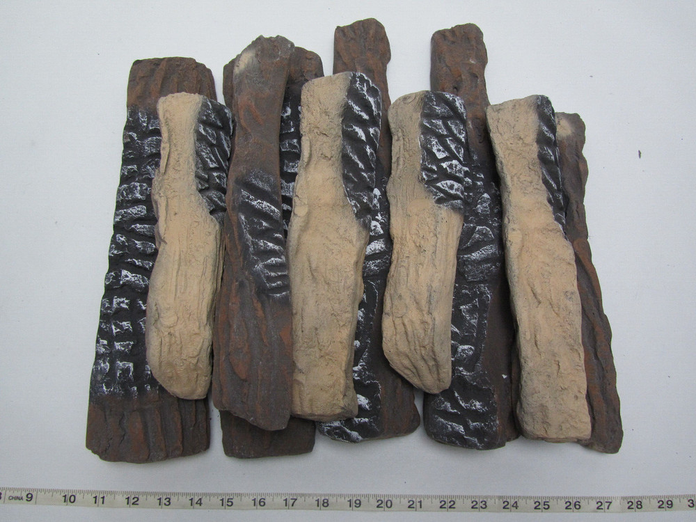 Vchin 10pc Ceramic Log for fireplace Heat Resistant Stackable Log Set
