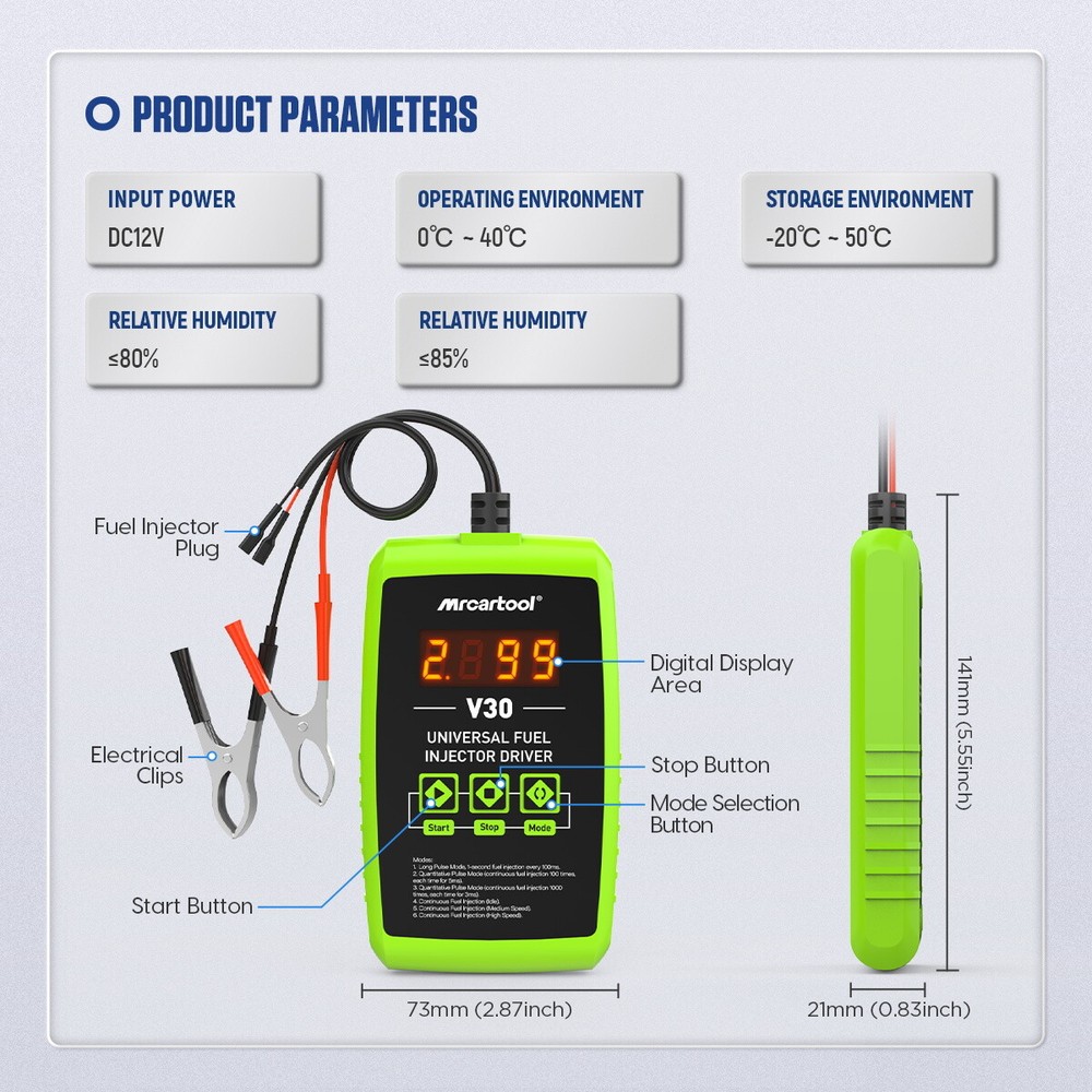 Universal Fuel Injector Tester Adapter 6 Testing Modes DIY Cleaning Tool Kit Set