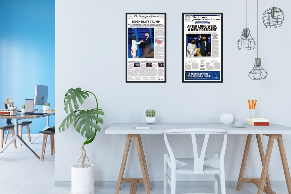 Solid Wood Newspaper Frame Matte White Finish Size 18.5x12.5