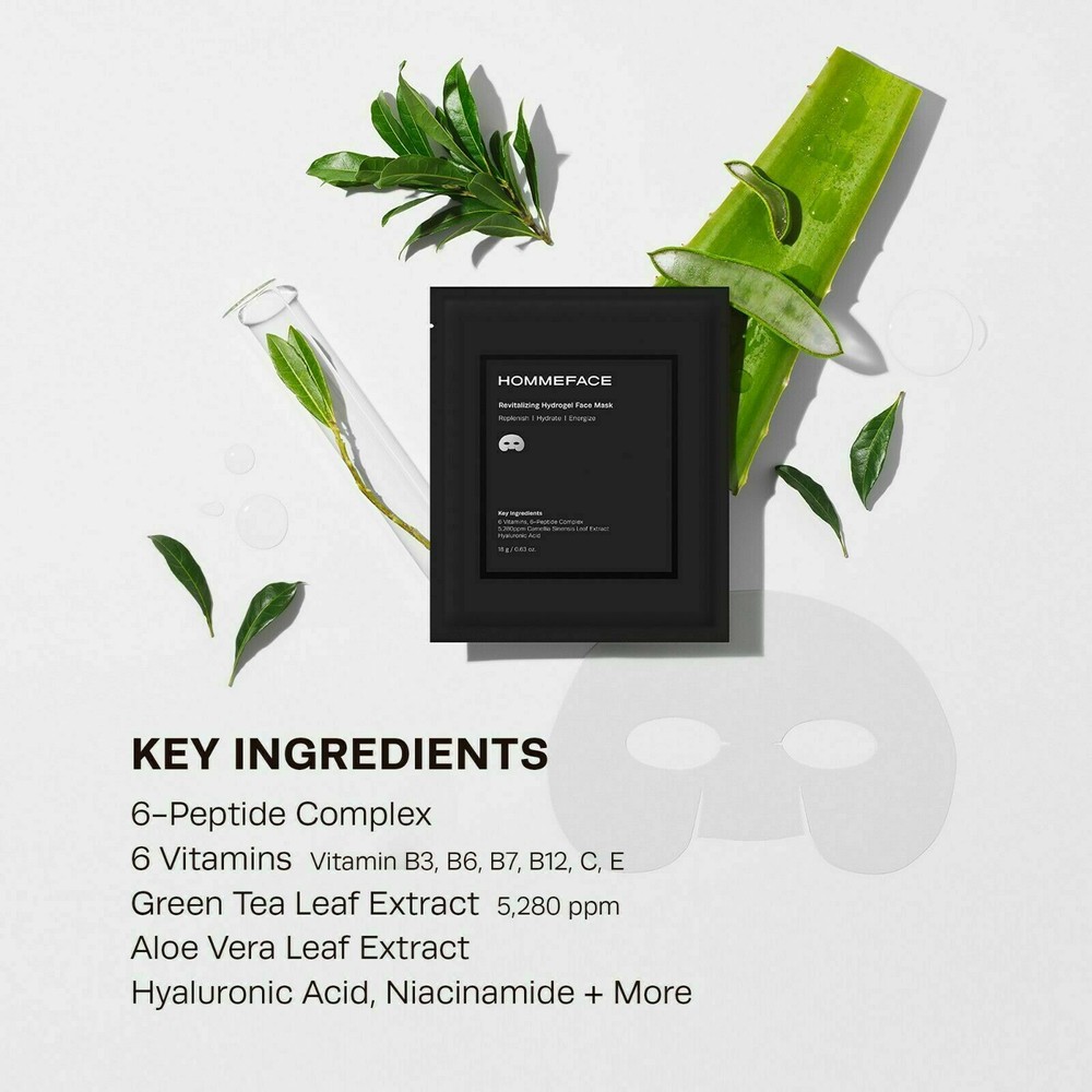 HOMMEFACE Revitalizing Hydrogel Face Mask Set for Men (5 sheets)