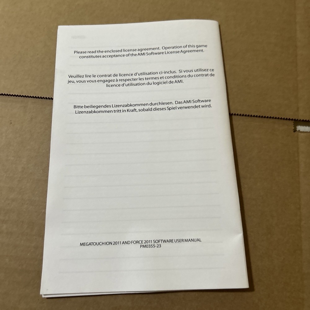 Original Force Ion 2011 MERIT MEGATOUCH owners manual