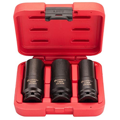 3 Piece Crank Bolt Socket Set, 17mm/ 19mm/ 21mm Harmonic Balancer Socket Set
