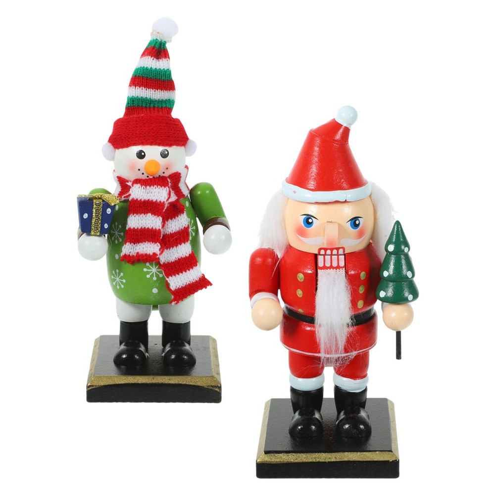 2 Pcs Mini Nutcracker Ornaments Table Decorations Craft Puppet Soldier