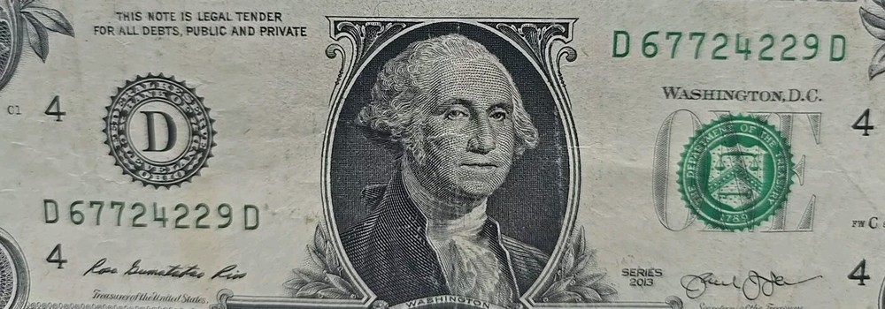 INK WELL CONTAMINATION ERROR 2013 $1 One Dollar Bill