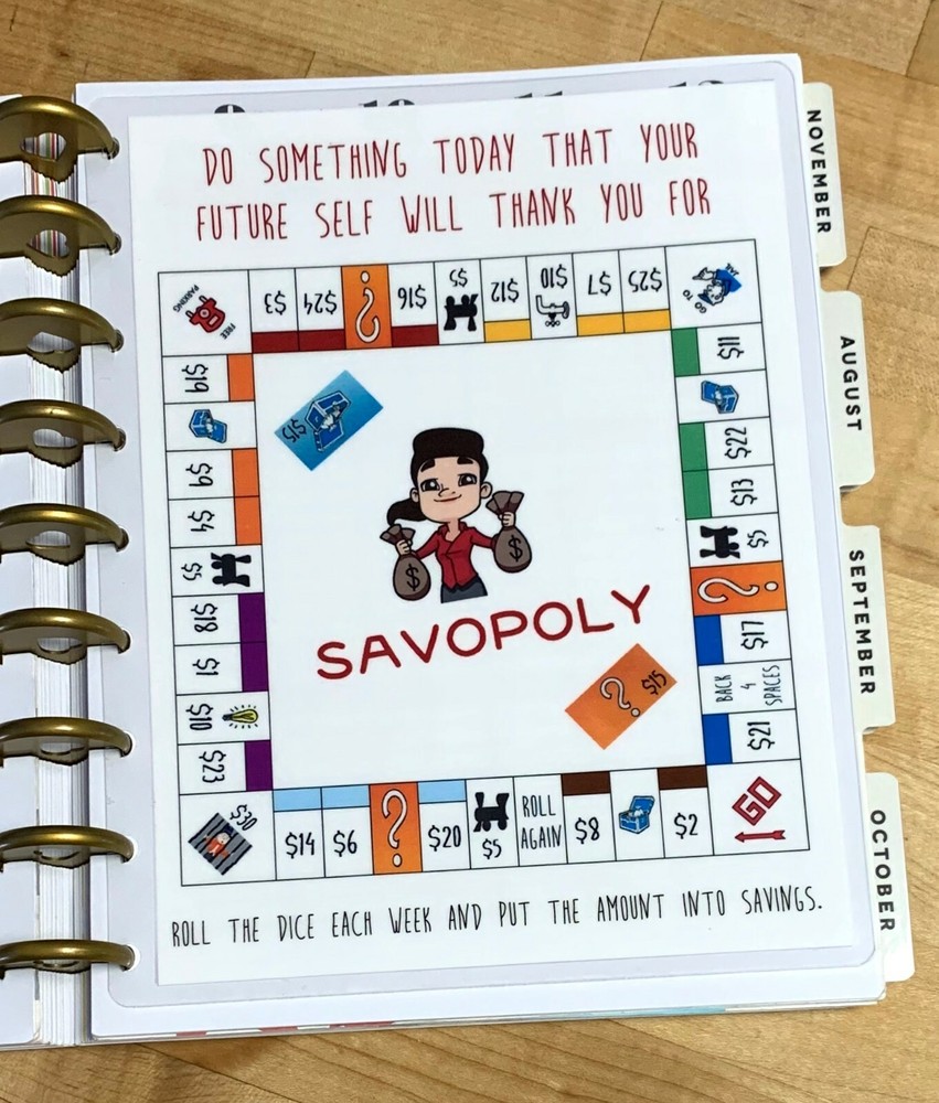 Savopoly Money Saving DASHBOARD 4 use w/ Classic HAPPY Planner~