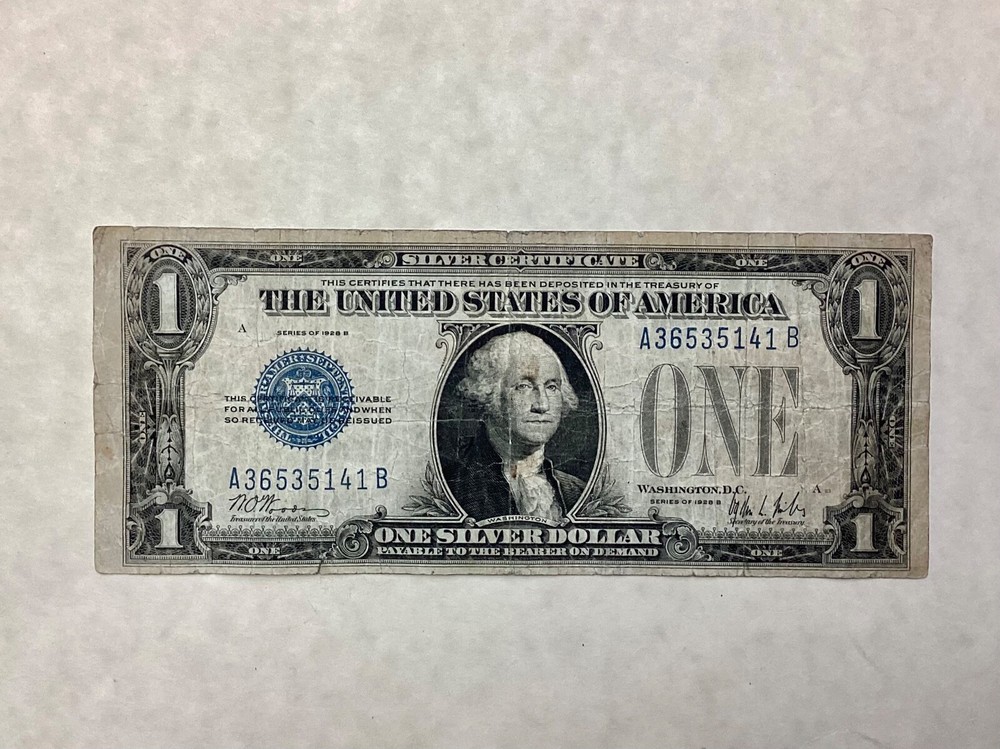 1928 B Funny Back $1 Silver Certificate cd