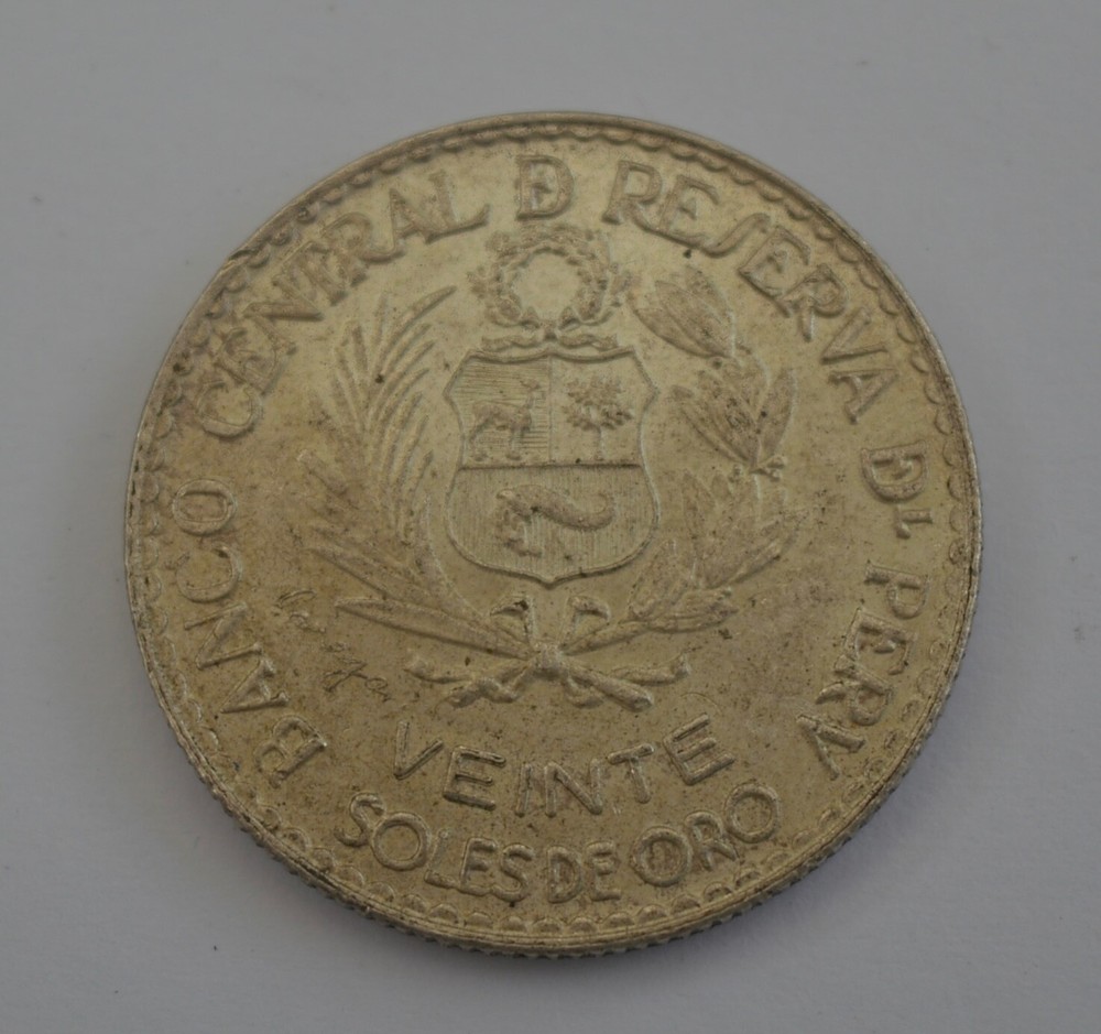 Peru 1965 20 Soles Silver Coin