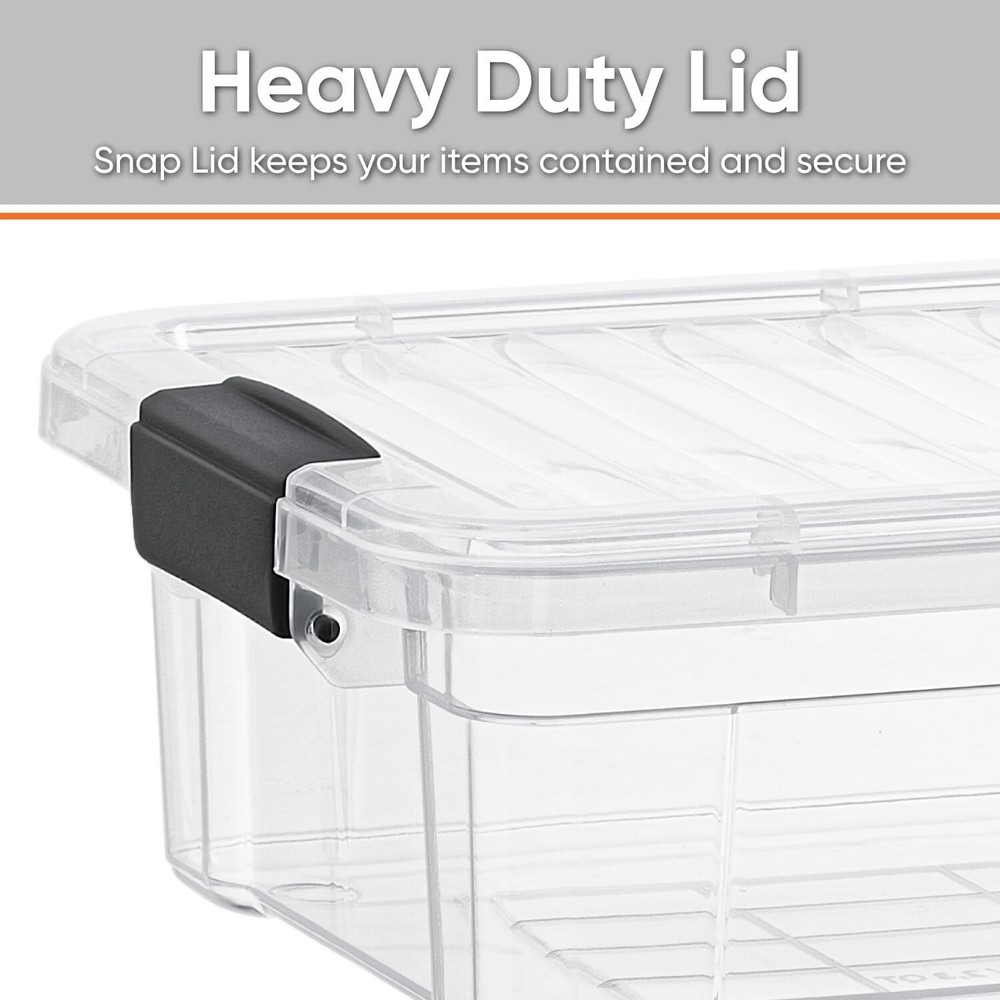 Superio Clear Storage Bins with Lids, 4 Pack- Plastic Storage Boxes - 2.3 Quart