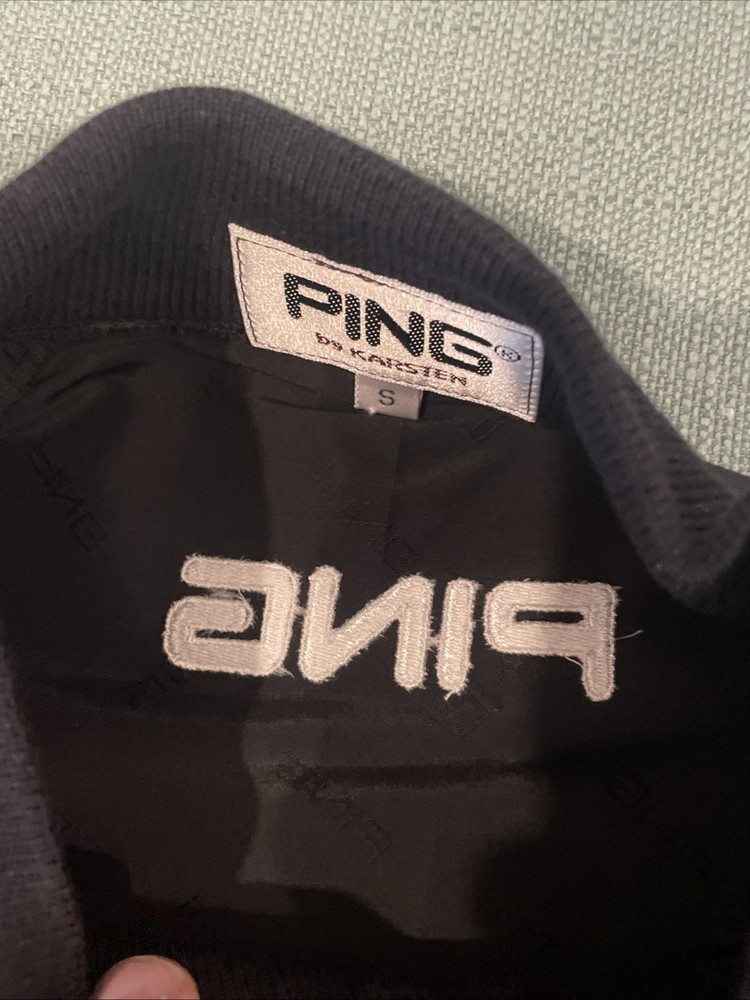 PING Karsten Short-Sleeve Windbreaker Pullover – Size S Black Logo Pattern