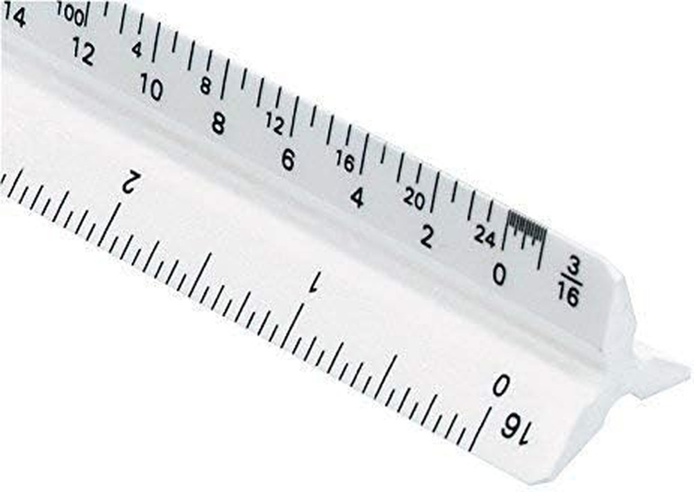 Architect Triangular Scale Ruler 12" Model 110P White with Black Graduations, Ar