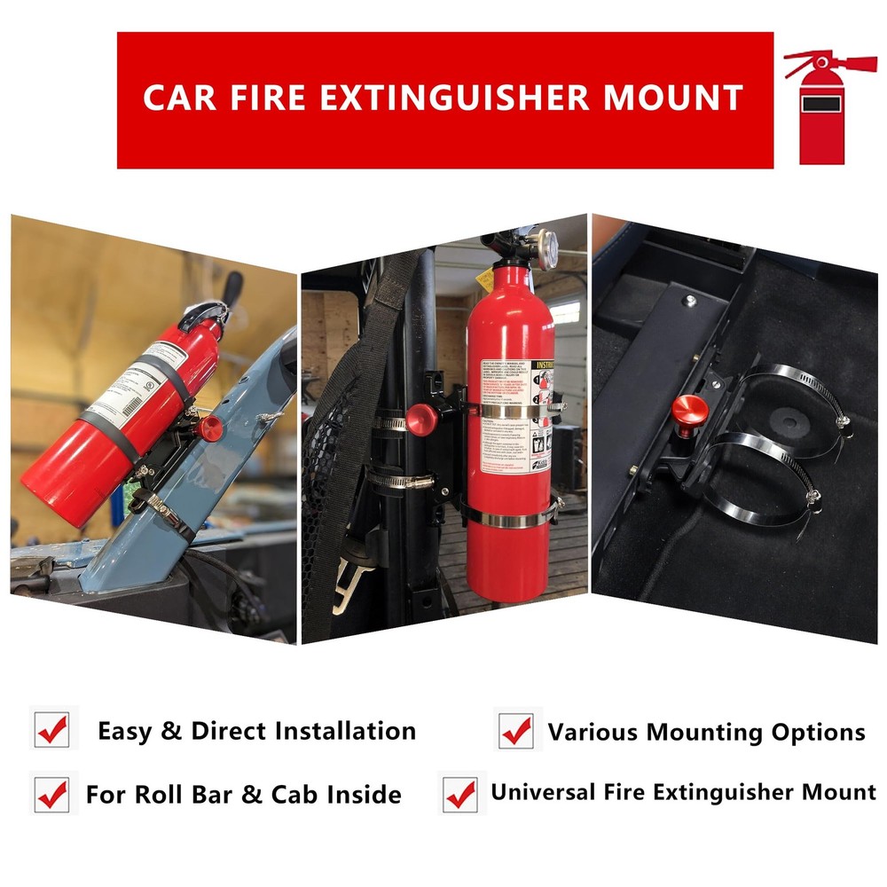 Quick Release Fire Extinguisher Mount - Aluminum Adjustable UTV Roll Bar Fire...
