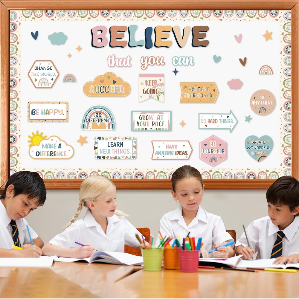 Boho Affirmation Station Bulletin Board Classroom Decorations Set Motivationa...
