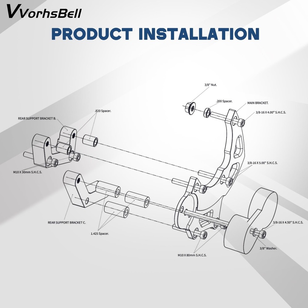 VVORHSBELL LS Swap R4 AC Compressor Bracket Kit, Silver