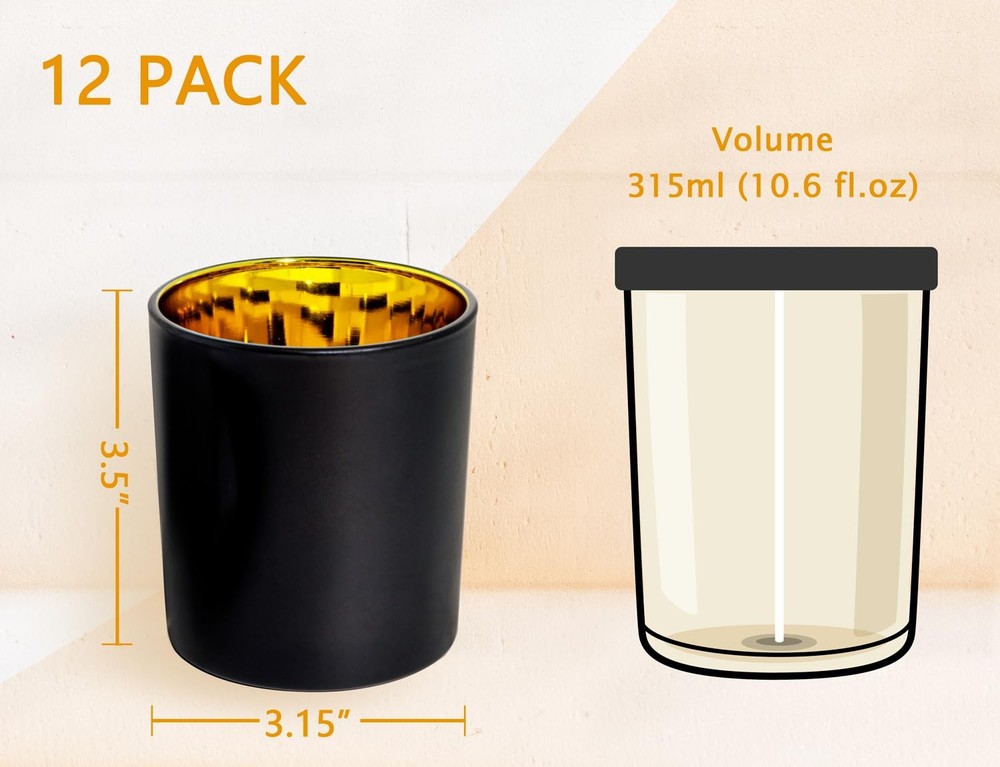 Bulk ​Candle Jars for Candle Making, Luxury Container with Electroplated Inte...